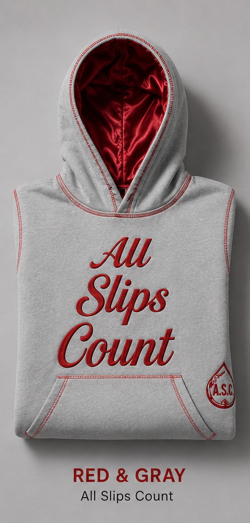 All Slips Count hoodie collection editorial image